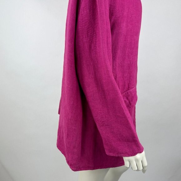 Bryn Walker Heavy Linen Hooded Jacket Women M $158 Havana Pink Button-Up Pockets - Picture 6 of 14